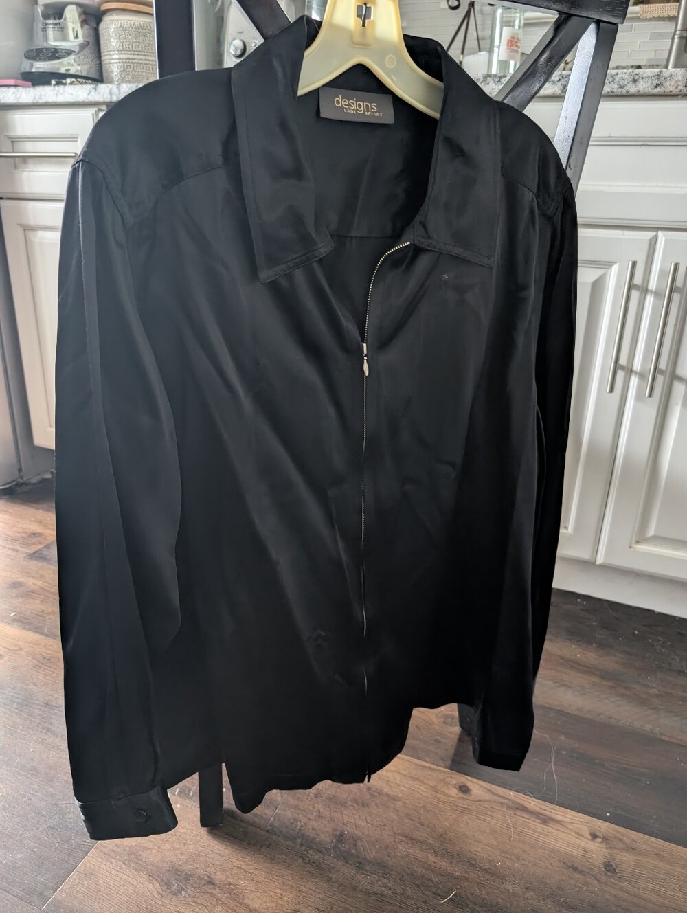 Gorgeous Satin Blouse Dress Jacket Designs Lane Bryant Size 18/20 Black